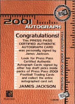 2001 Press Pass - Autographs #NNO James Jackson Back