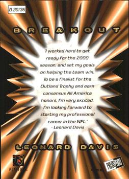 2001 Press Pass - Breakout #B30 Leonard Davis Back