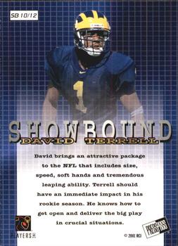2001 Press Pass - Showbound #SB10 David Terrell Back