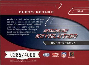 2001 Quantum Leaf - Rookie Revolution #RR-7 Chris Weinke Back