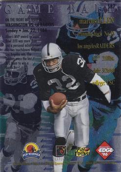 1996 Collector's Edge Advantage - Super Bowl Game Ball #SB7 Marcus Allen Back