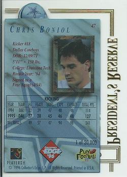1996 Collector's Edge President's Reserve #47 Chris Boniol Back