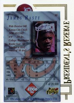 1996 Collector's Edge President's Reserve #98 James Hasty Back