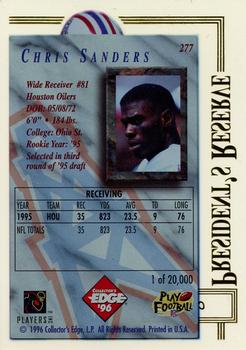 1996 Collector's Edge President's Reserve #277 Chris Sanders Back
