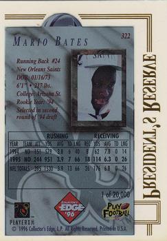 1996 Collector's Edge President's Reserve #322 Mario Bates Back