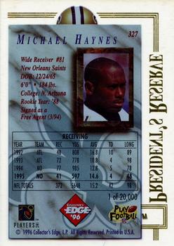 1996 Collector's Edge President's Reserve #327 Michael Haynes Back