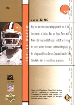 2001 SP Authentic - Future Watch Gold #158 Andre King Back