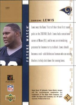 2001 SP Authentic - Future Watch Gold #177 Damione Lewis Back
