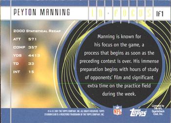 2001 Stadium Club - In Focus #IF1 Peyton Manning Back