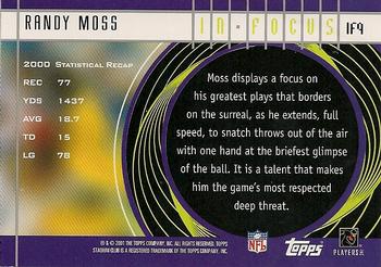 2001 Stadium Club - In Focus #IF9 Randy Moss Back
