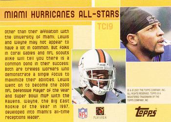 2001 Topps - Combos #TC19 Hustlin' Hurricanes (Ray Lewis / Reggie Wayne) Back