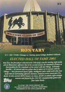 2001 Topps - Hall of Fame Class of 2001 #RY Ron Yary Back