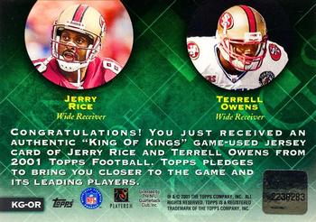 2001 Topps - King of Kings Jerseys Golden #KG-OR Terrell Owens / Jerry Rice Back