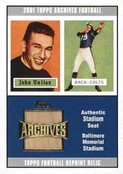2001 Topps Archives - Relic Seats #AS-JU Johnny Unitas Front