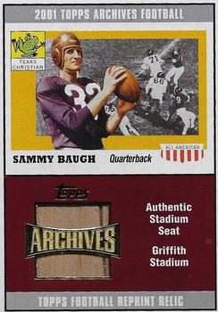2001 Topps Archives - Relic Seats #AS-SB Sammy Baugh Front