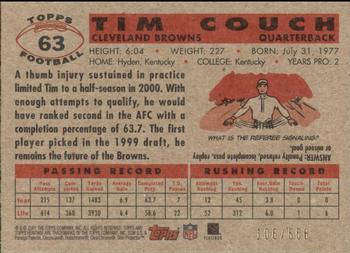 2001 Topps Heritage - Retrofractor #63 Tim Couch Back