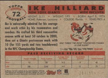 2001 Topps Heritage - Retrofractor #72 Ike Hilliard Back