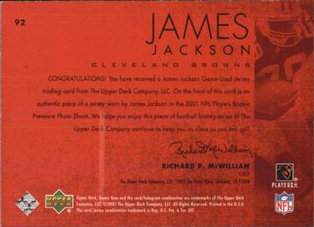 2001 UD Game Gear - Rookie Jerseys #92 James Jackson Back