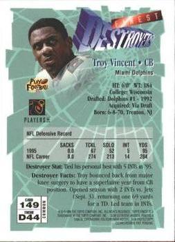 1996 Finest #149 Troy Vincent Back