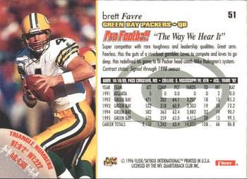 1996 Fleer #51 Brett Favre Back