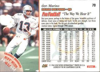 1996 Fleer #73 Dan Marino Back
