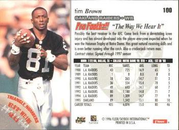 1996 Fleer #100 Tim Brown Back