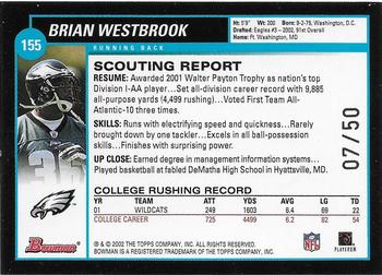 2002 Bowman - Gold #155 Brian Westbrook Back