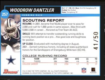 2002 Bowman - Gold #257 Woodrow Dantzler Back
