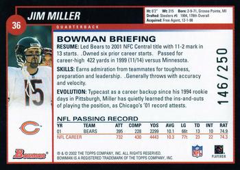 2002 Bowman - Silver #36 Jim Miller Back