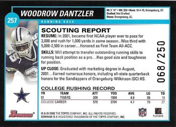 2002 Bowman - Silver #257 Woodrow Dantzler Back