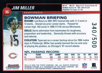 2002 Bowman Chrome - Refractors #36 Jim Miller Back