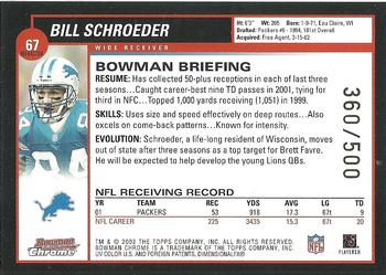 2002 Bowman Chrome - Refractors #67 Bill Schroeder Back