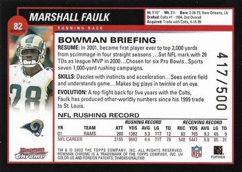 2002 Bowman Chrome - Refractors #82 Marshall Faulk Back