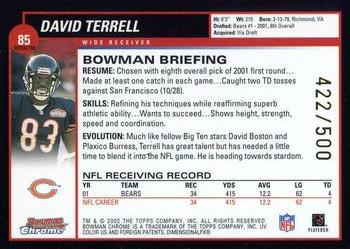 2002 Bowman Chrome - Refractors #85 David Terrell Back