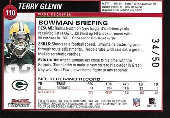 2002 Bowman Chrome - Refractors Gold #110 Terry Glenn Back