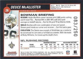 2002 Bowman Chrome - Xfractors #28 Deuce McAllister Back