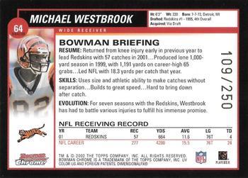 2002 Bowman Chrome - Xfractors #64 Michael Westbrook Back