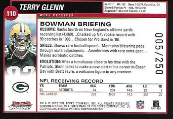 2002 Bowman Chrome - Xfractors #110 Terry Glenn Back
