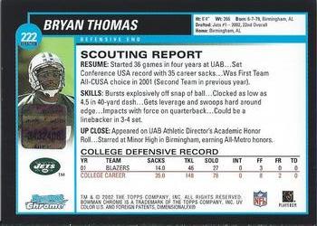 2002 Bowman Chrome - Xfractors #222 Bryan Thomas Back