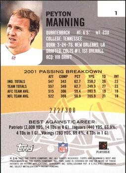 2002 Bowman's Best - Blue #1 Peyton Manning Back