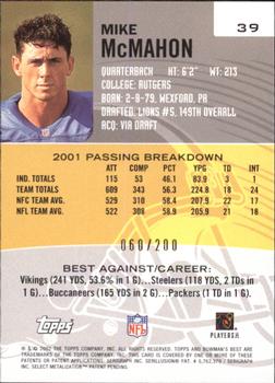 2002 Bowman's Best - Red #39 Mike McMahon Back