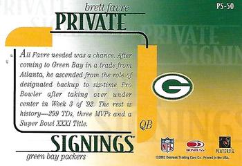 2002 Donruss - Private Signings #PS-50 Brett Favre Back