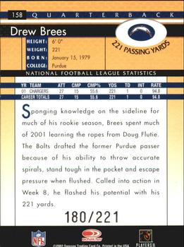 2002 Donruss - Stat Line Career #158 Drew Brees Back