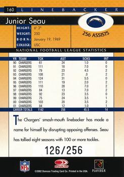 2002 Donruss - Stat Line Career #160 Junior Seau Back