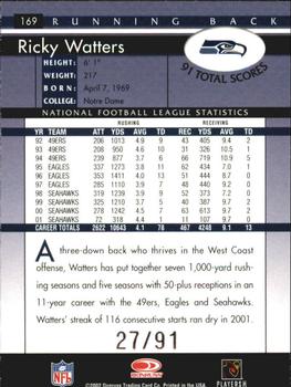 2002 Donruss - Stat Line Career #169 Ricky Watters Back