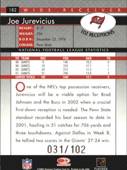 2002 Donruss - Stat Line Career #182 Joe Jurevicius Back