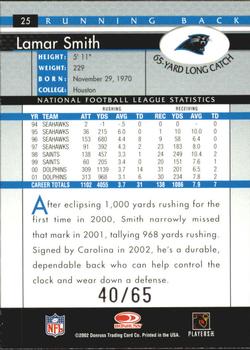 2002 Donruss - Stat Line Season #25 Lamar Smith Back