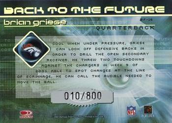 2002 Donruss Elite - Back to the Future #BF-16 Brian Griese Back
