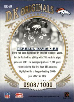 2002 Donruss Gridiron Kings - DK Originals #DK-20 Terrell Davis Back