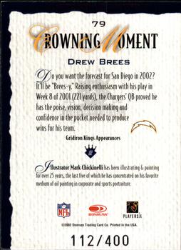 2002 Donruss Gridiron Kings - Silver #79 Drew Brees Back